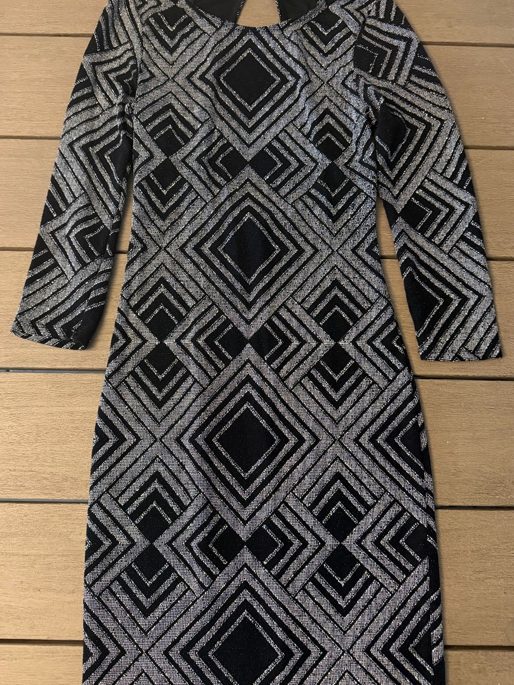 Charlotte Russe Black Dress with Silver Geometric Sequin Pattern